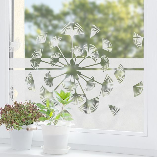 Fensterfolie Motiv Blumen Moderne Pusteblume Bordüre