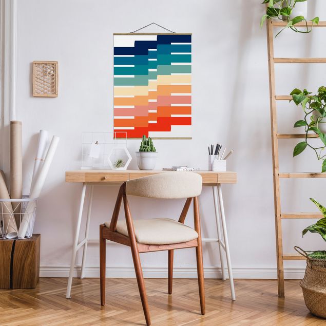 Stoffbilder mit Posterleisten Moderne Regenbogen Geometrie