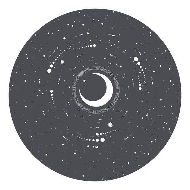 Runde Tapete selbstklebend - Mond im Sternenkreis