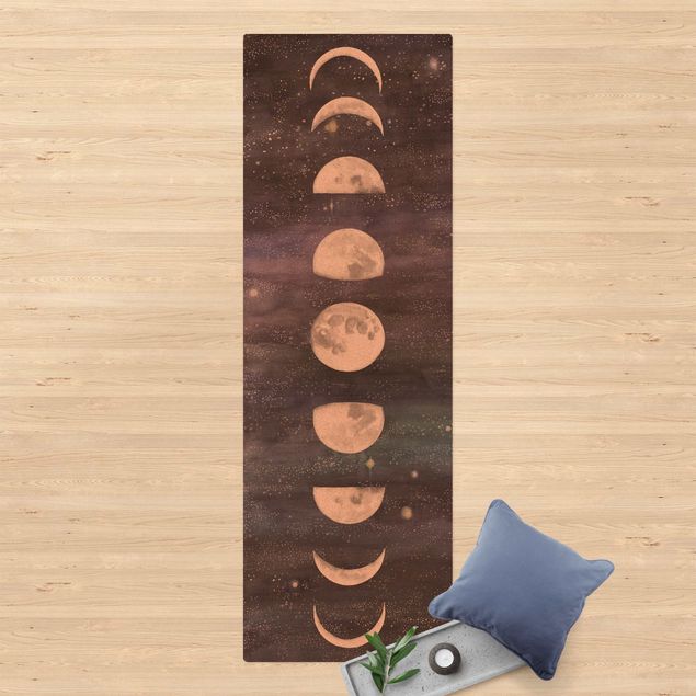 Teppich Läufer Mondphasen in Aquarell