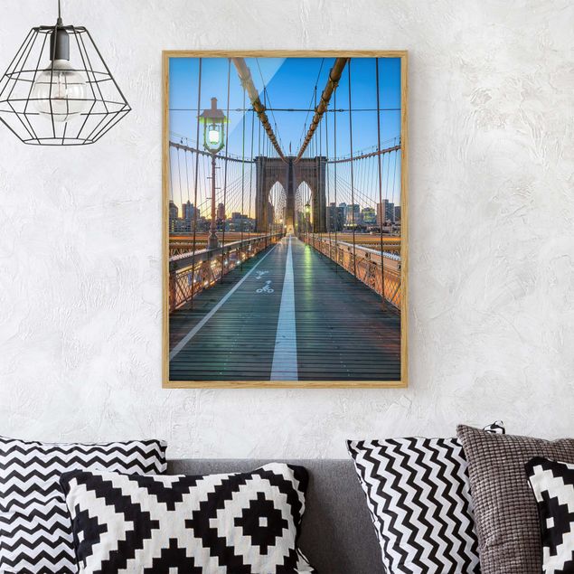 Moderne Bilder mit Rahmen Morgenblick von der Brooklyn Bridge