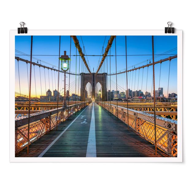 Moderne Poster Morgenblick von der Brooklyn Bridge