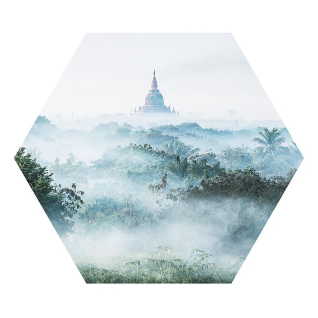 Hexagon Bild Forex - Morgennebel über dem Dschungel von Bagan