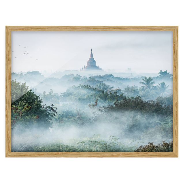 Wandbilder Morgennebel über dem Dschungel von Bagan