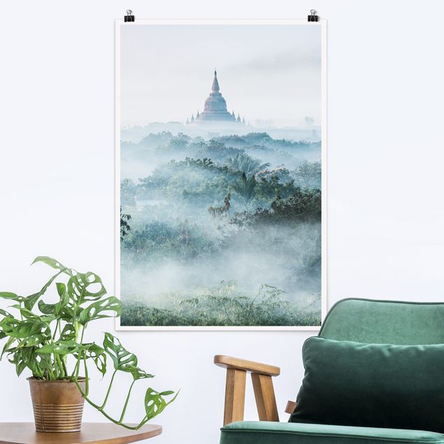 XXL Poster Morgennebel über dem Dschungel von Bagan