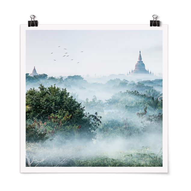 Bilder Morgennebel über dem Dschungel von Bagan
