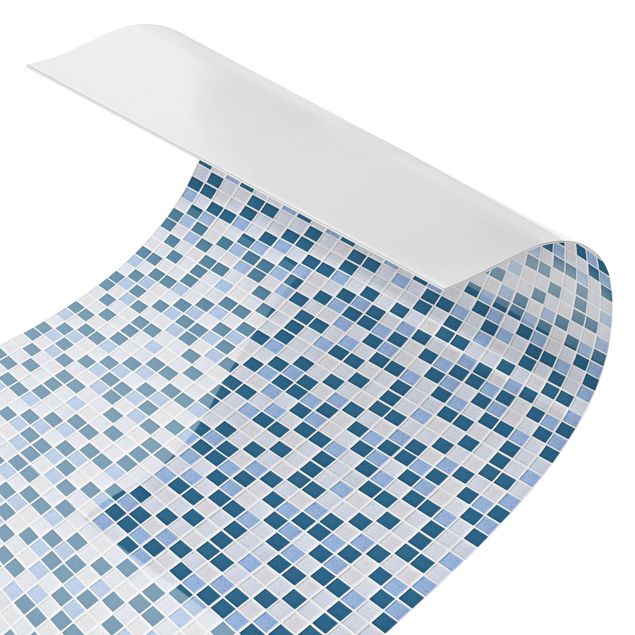 Spritzschutz Küche ohne bohren Mosaikfliesen Blau Grau