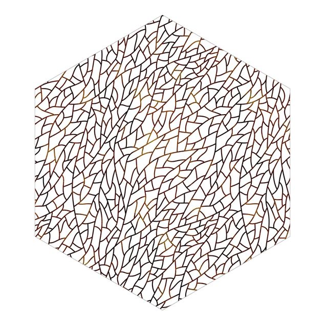 Hexagon Mustertapete selbstklebend - Mosaiklinien Muster Braun Gold