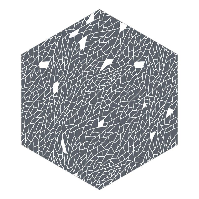Hexagon Mustertapete selbstklebend - Mosaiklinien Muster Graublau