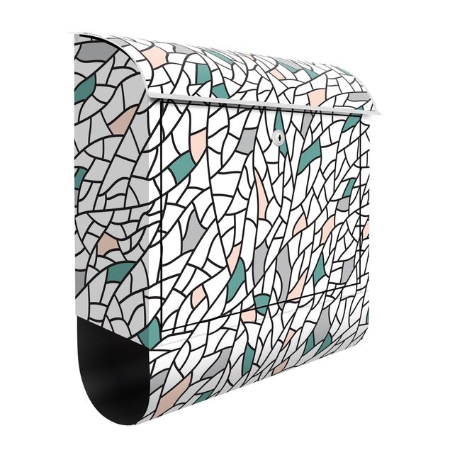 Design Briefkasten Mosaiklinien Muster Pastell