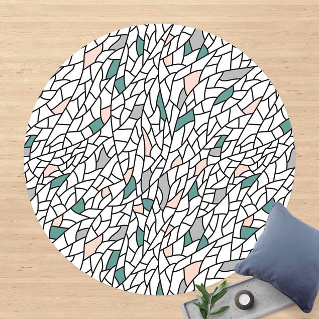 Teppich modern Mosaiklinien Muster Pastell