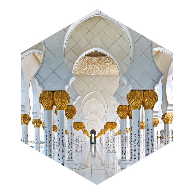 Hexagon Mustertapete selbstklebend - Moschee in Abu Dhabi