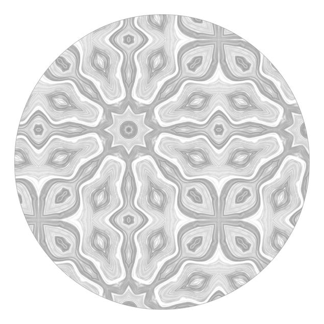 Runde Tapete selbstklebend - Muster in Grau und Silber mit Sternen