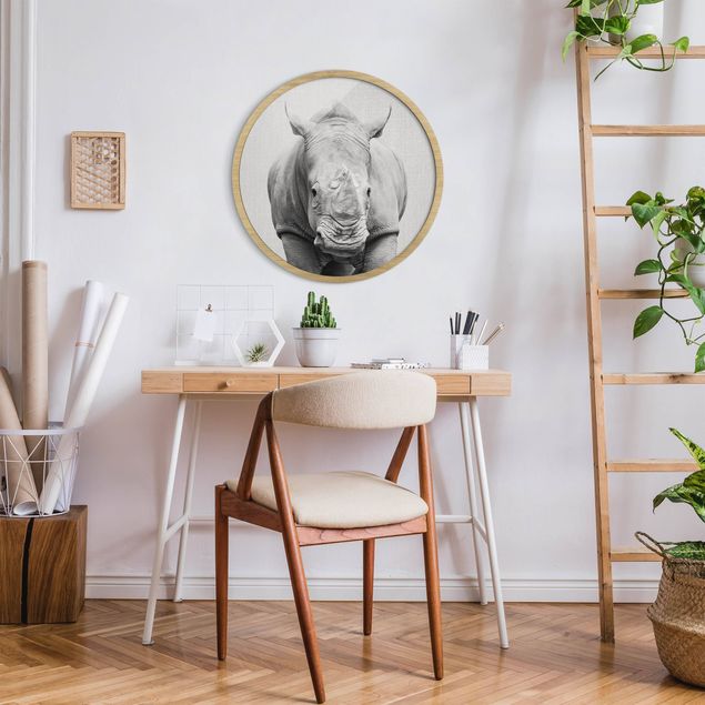 Moderne Bilder mit Rahmen Nashorn Nora Schwarz Weiß