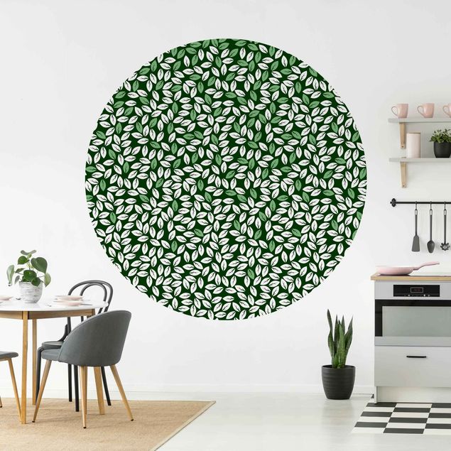 Design Tapeten Natürliches Muster Blätterregen in Grün