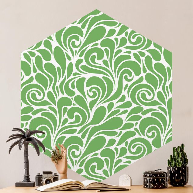 Design Tapeten Natürliches Muster mit Kringeln vor Grün