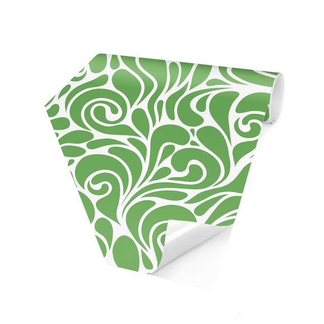 Vliestapete Natürliches Muster mit Kringeln vor Grün