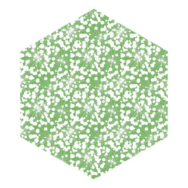 Tapeten Vlies Natürliches Muster Pusteblume mit Punkten vor Grün