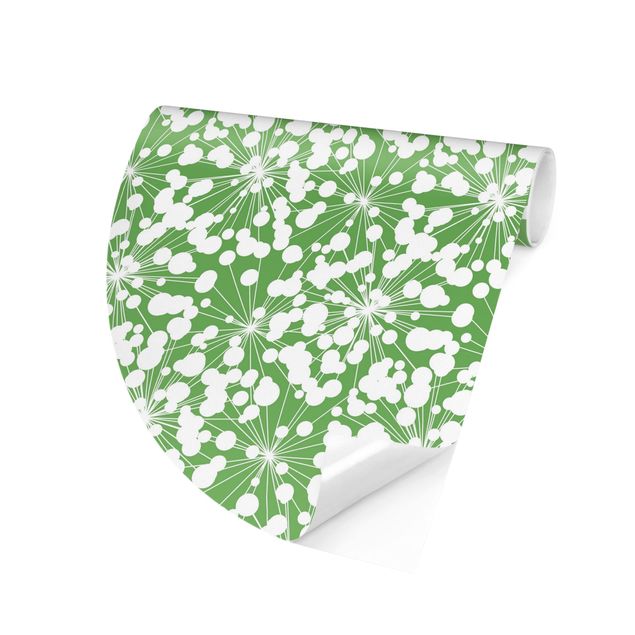 Design Tapeten Natürliches Muster Pusteblume mit Punkten vor Grün