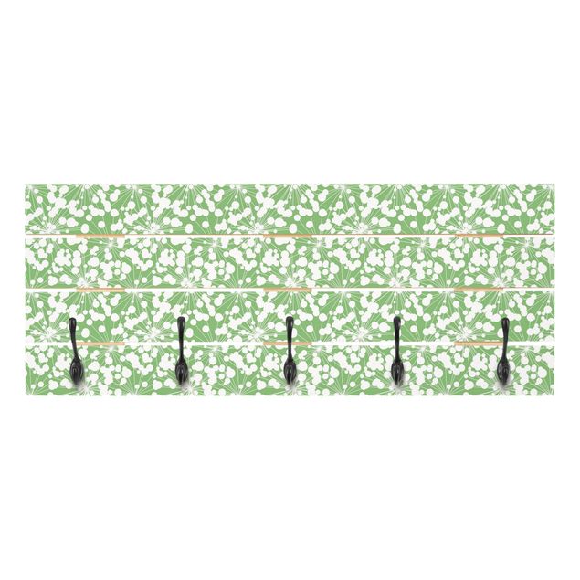 Wandgarderobe Holzpalette - Natürliches Muster Pusteblume mit Punkten vor Grün