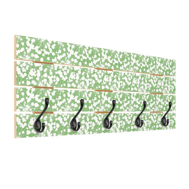 Wandgarderobe Holzpalette - Natürliches Muster Pusteblume mit Punkten vor Grün