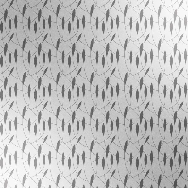 Metallic Tapete  - Natürliches Muster schwungvolle Blätter in Grau