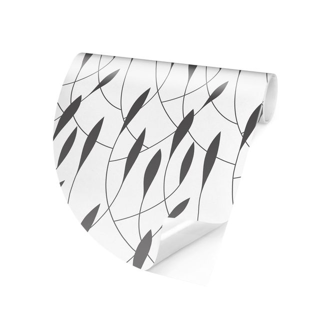 Design Tapeten Natürliches Muster schwungvolle Blätter in Grau