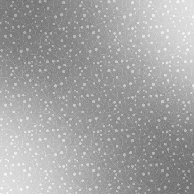 Metallic Tapete  - Natürliches Muster Wachstum mit Punkten auf Grau