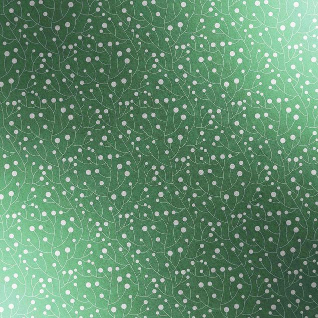Metallic Tapete  - Natürliches Muster Wachstum mit Punkten auf Grün