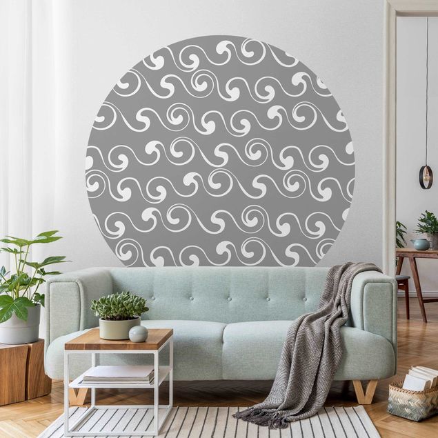 Design Tapeten Natürliches Muster Wellen vor Grau
