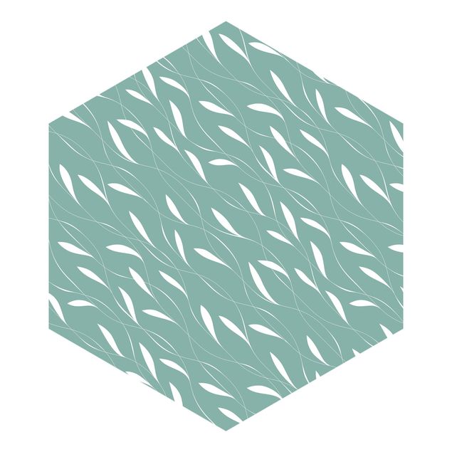 Hexagon Mustertapete selbstklebend - Natürliches Muster Windhauch auf Blau
