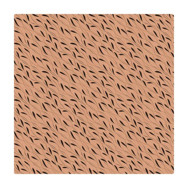 Kork-Teppich - Natürliches Muster Windhauch Schwarz - Quadrat 1:1