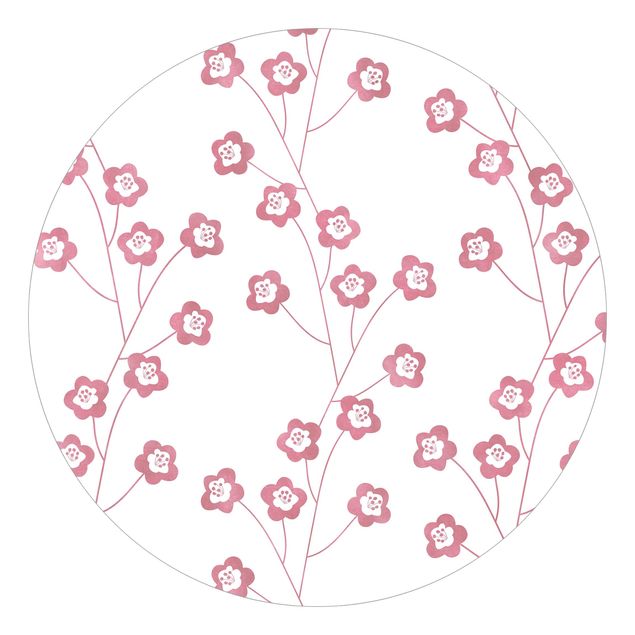 Tapeten Natürliches Muster zarte Blumen in Rosa