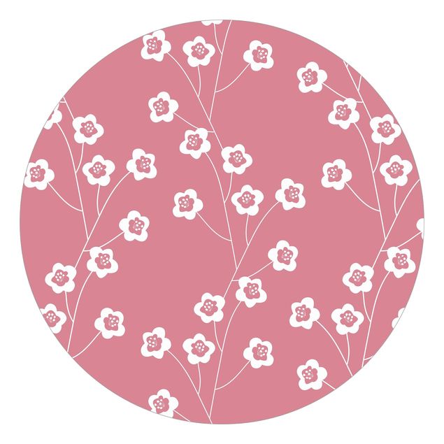 schöne Tapeten Natürliches Muster zarte Blumen vor Rosa