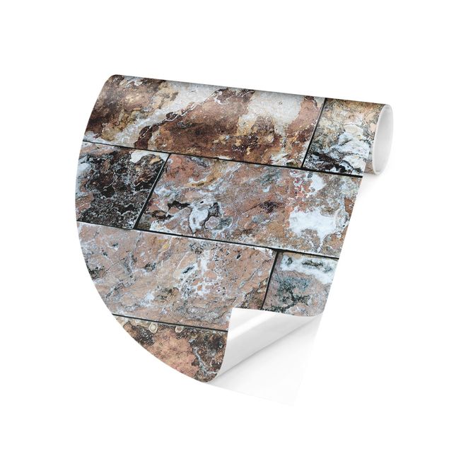 Runde Tapete selbstklebend - Naturmarmor Steinwand