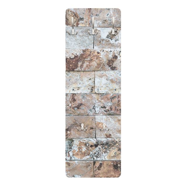 Wandgarderobe mit Motiv Naturmarmor Steinwand
