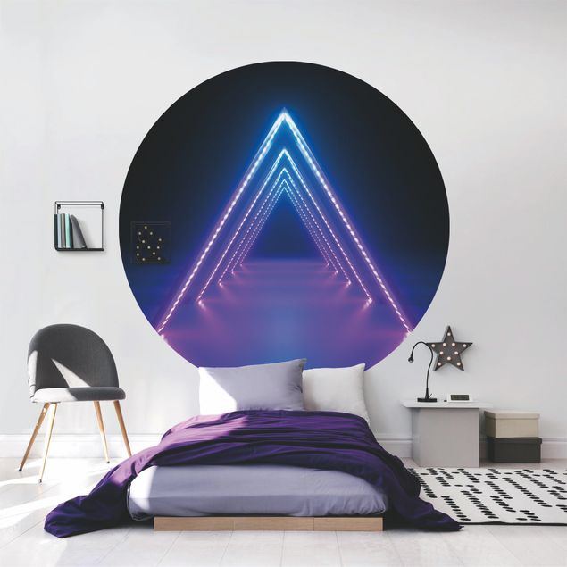 Runde Tapete selbstklebend - Neon Dreieck