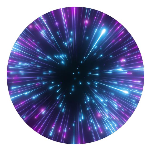 Runde Tapete selbstklebend - Neon Feuerwerk