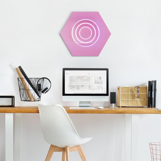 Hexagon-Alu-Dibond Bild - Neon Gamer Symbol Kreis