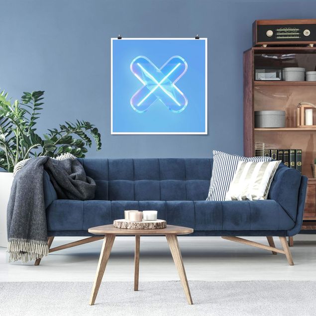 Moderne Poster Neon Gamer Symbol X