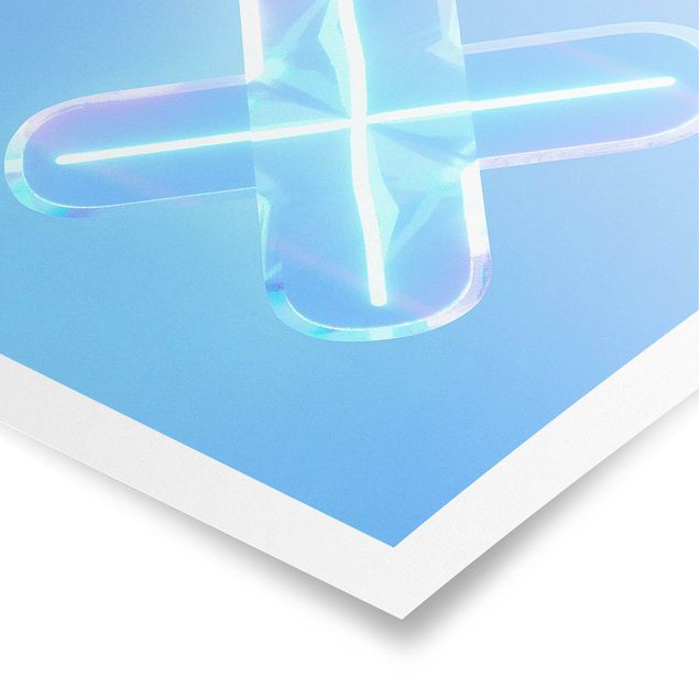 Poster - Neon Gamer Symbol X - Quadrat 1:1