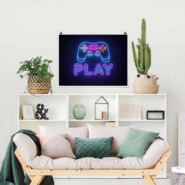 Moderne Poster Neon Gaming Controller