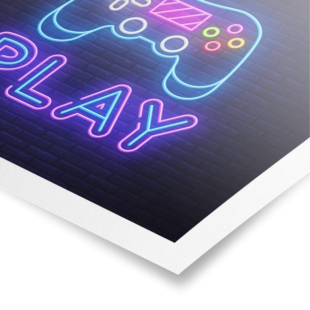 Poster - Neon Gaming Controller - Querformat 4:3