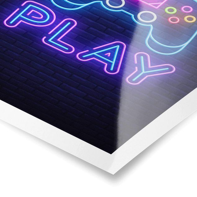 Poster - Neon Gaming Controller - Hochformat 2:3