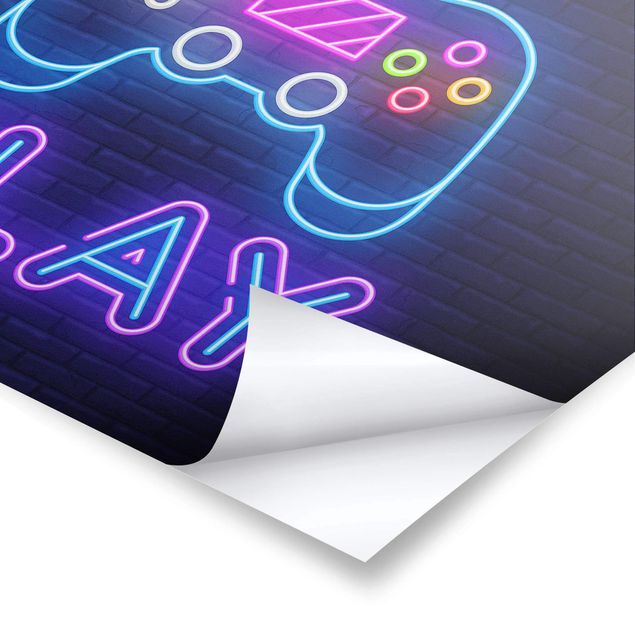 Poster - Neon Gaming Controller - Querformat 3:2
