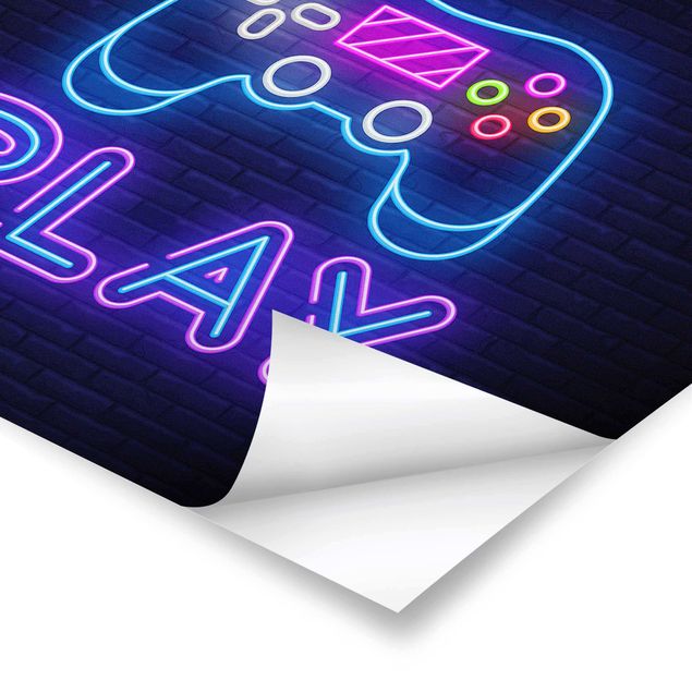 Poster - Neon Gaming Controller - Querformat 4:3