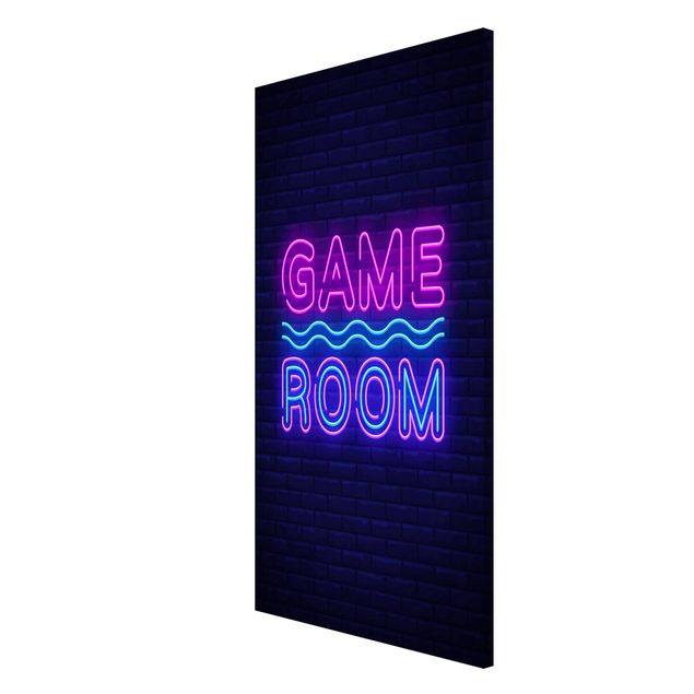 Magnettafel Design Neon Schrift Game Room