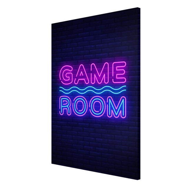 Magnettafel Design Neon Schrift Game Room