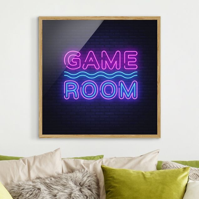 Vintage Bilder mit Rahmen Neon Schrift Game Room