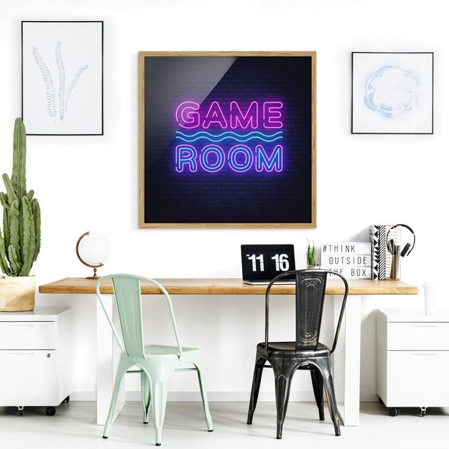 Moderne Bilder mit Rahmen Neon Schrift Game Room